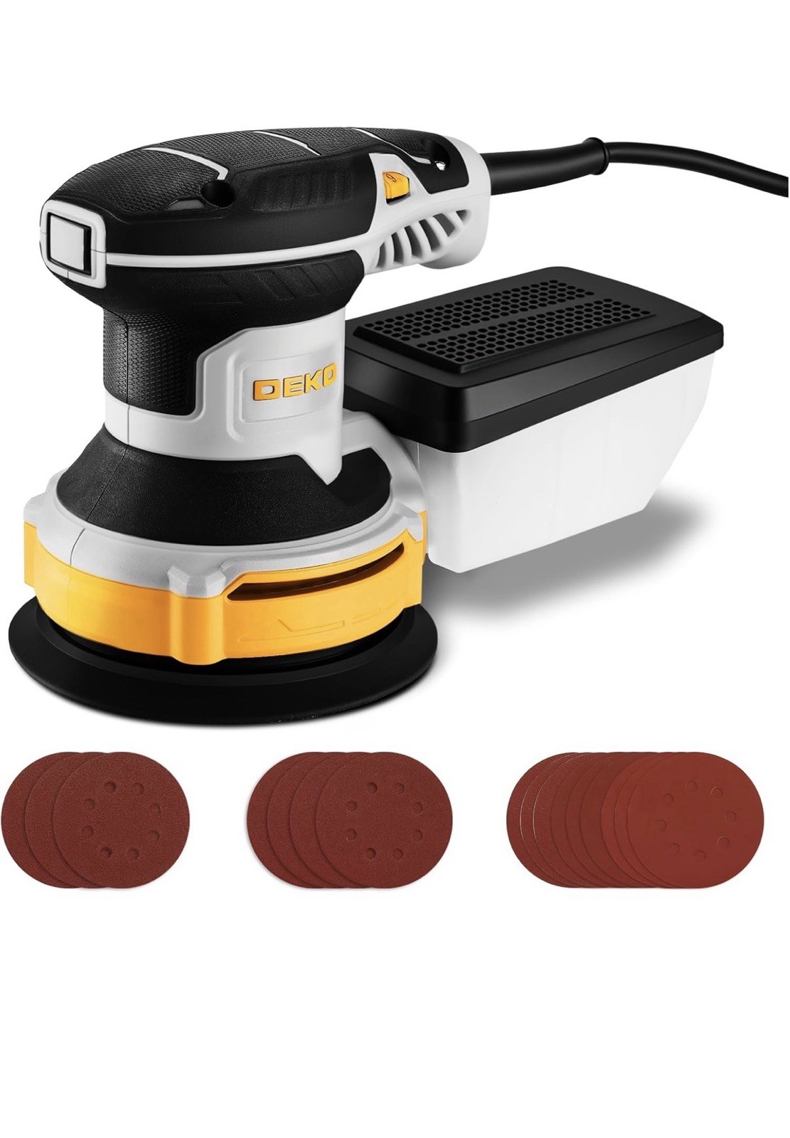 Orbital Sander Corded Hand Sander: 5″ Random Orbital Sander with Dust Box, 6 Va