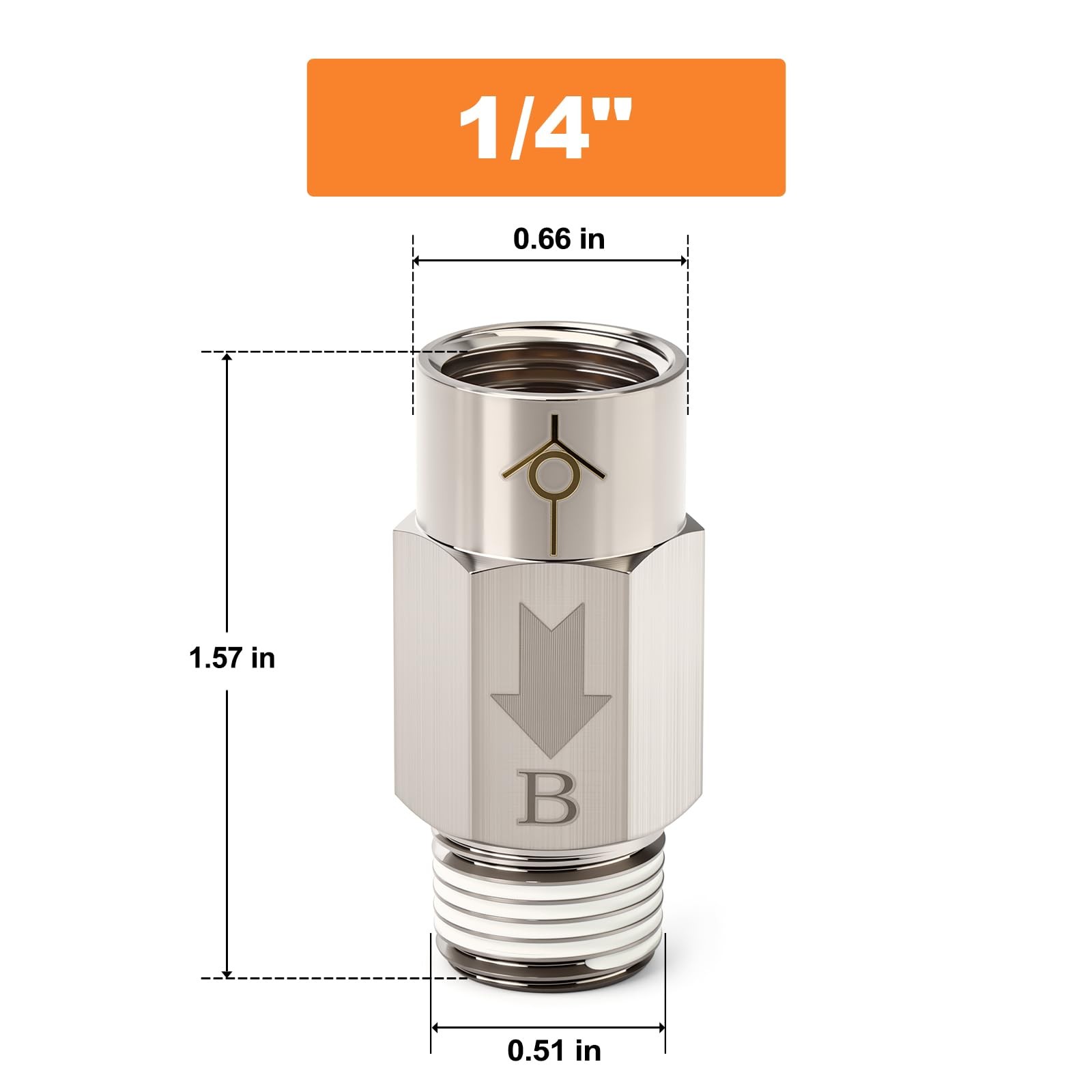 GASHER 1Pc One-Way Non-return Check Valve 1/4″ Male x 1/4″ Female Thread, Pre…