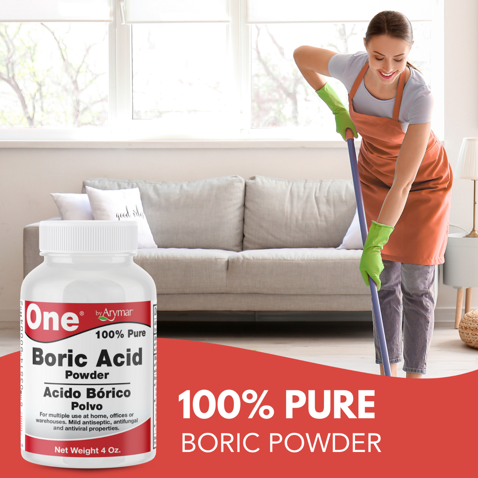 Arymar Multi-Use Boric Powder – Eco-Friendly Cleaning Solution, 4oz