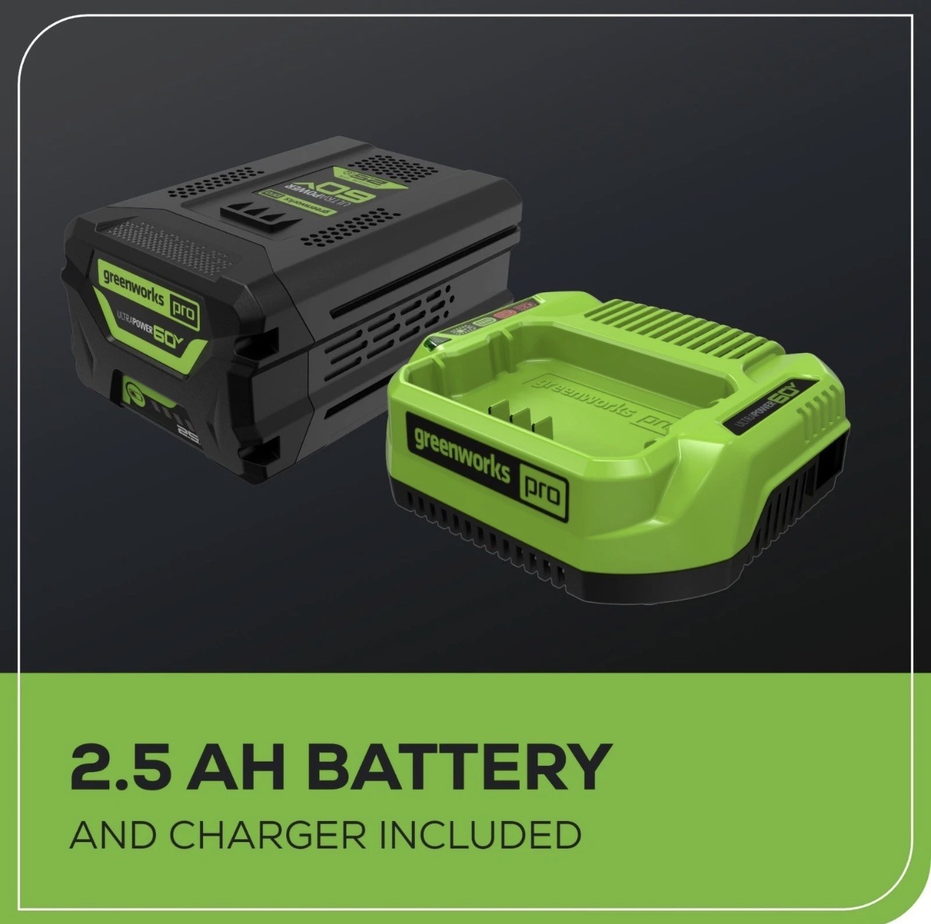 Greenworks 60V 16 inch Chainsaw 2000W Brushless w/ 2.5Ah Battery and 3A Charger
