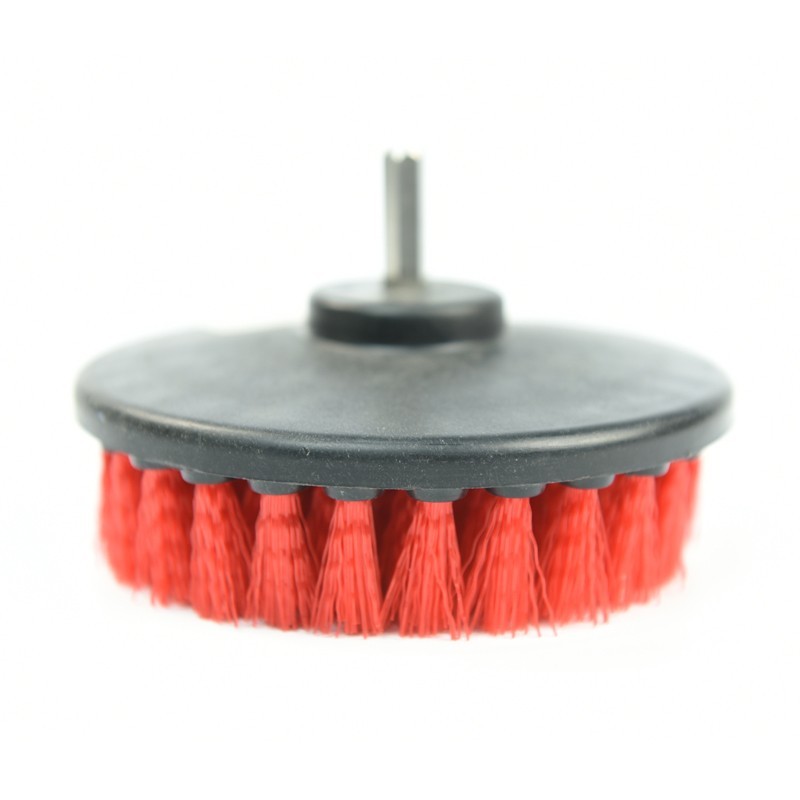 CarCarez Drill Brush stiff Bristle Use w/Power Drill Upholstery Cleaning Red