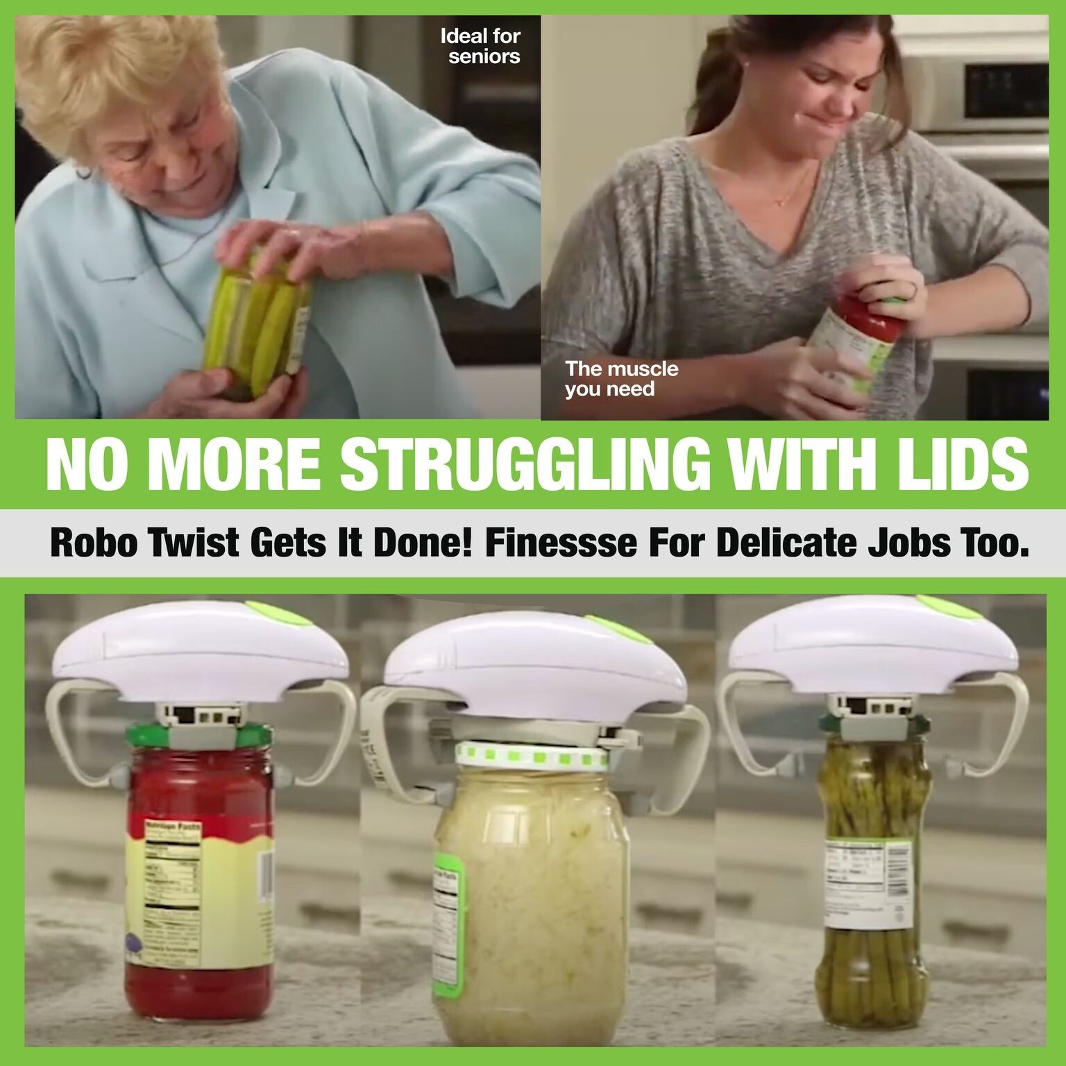 Robo Twist Electric Jar Opener with One Touch Electric Handsfree Easy Jar Opener