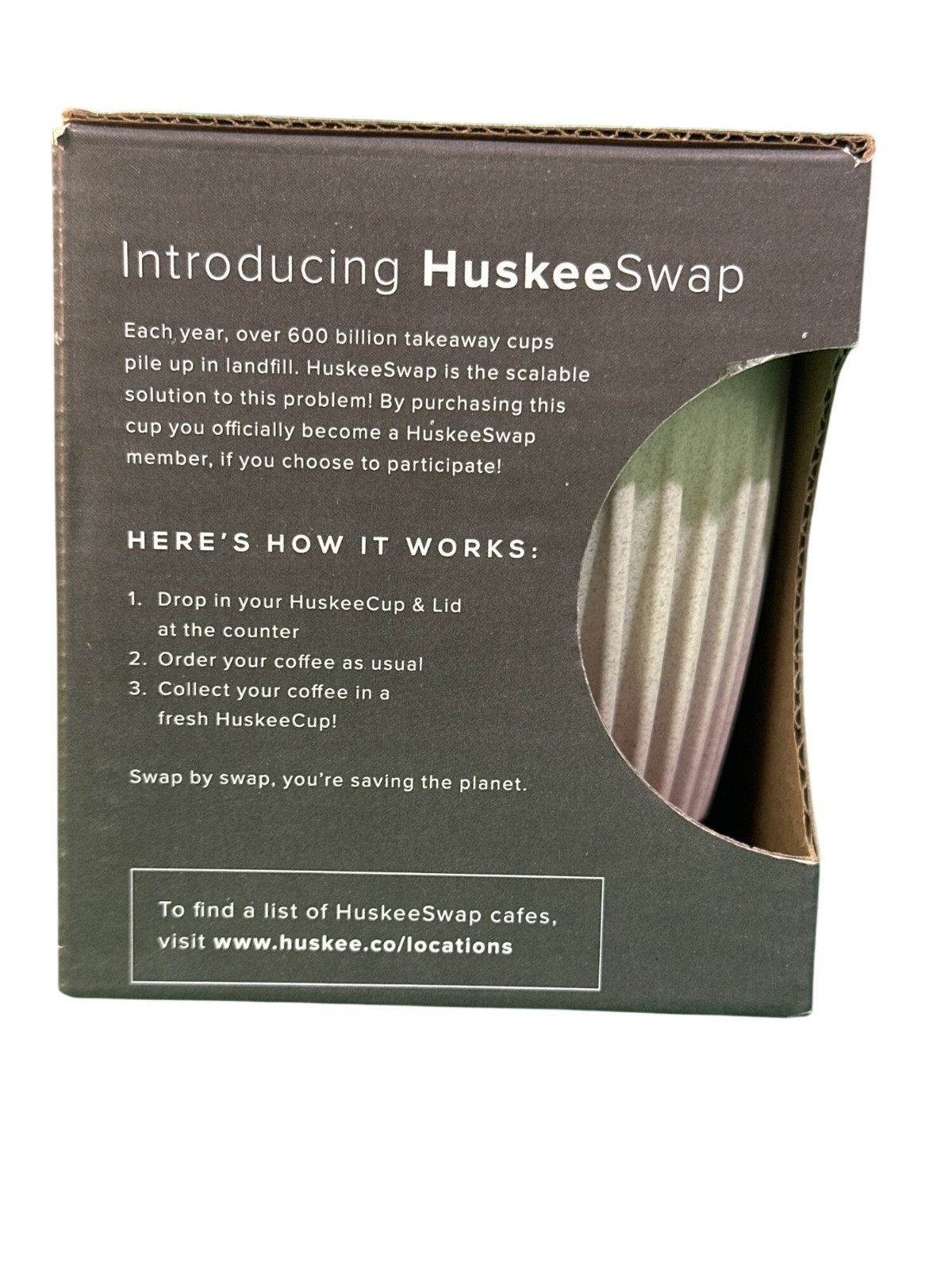 Huskee 6oz Natural Reusable Coffee Cup With Lid Eco-Friendly BPA-Free Sustainabl