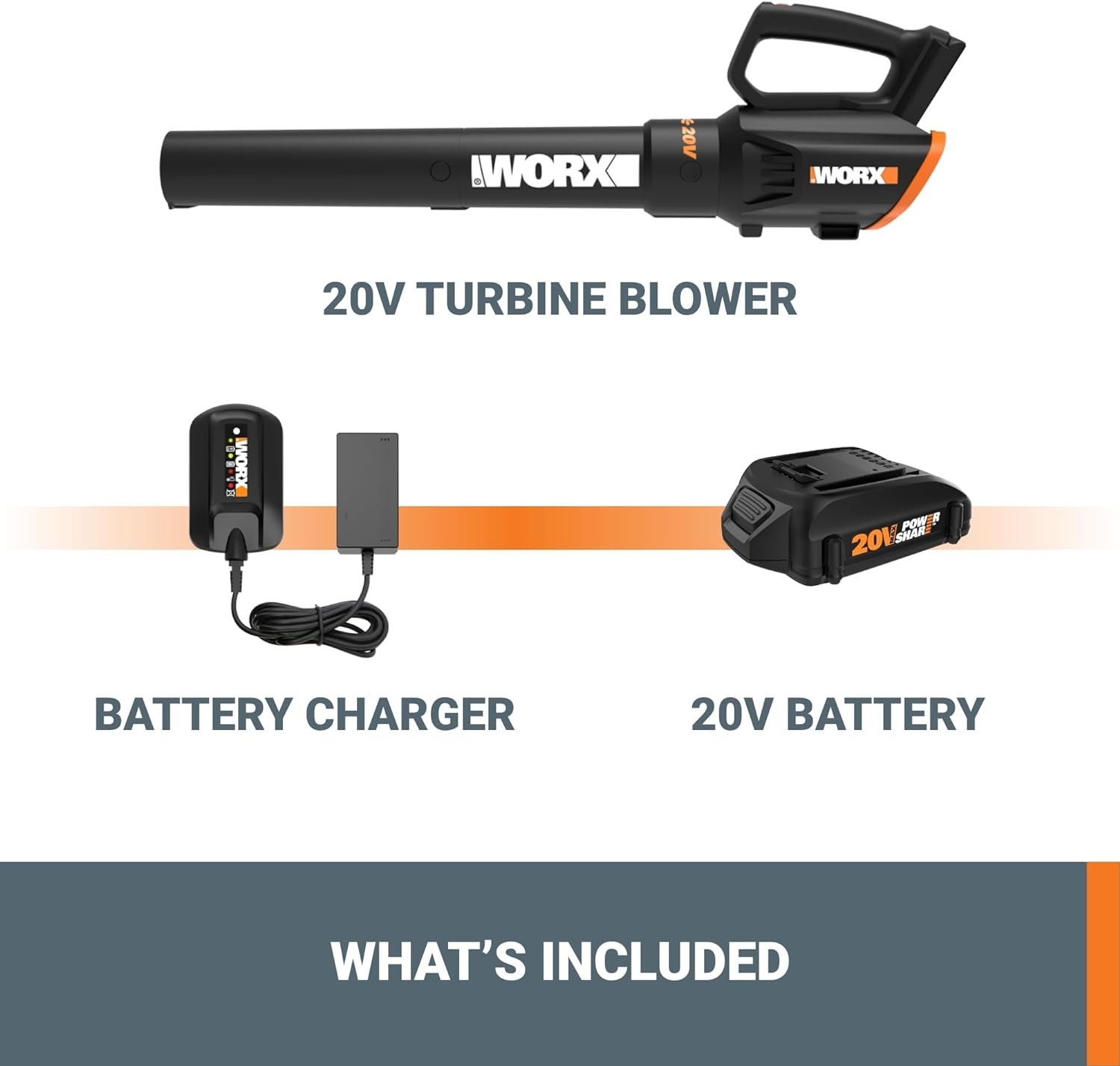 WG547 Worx 20V PowerShare 2-Speed Cordless Turbine Leaf Blower