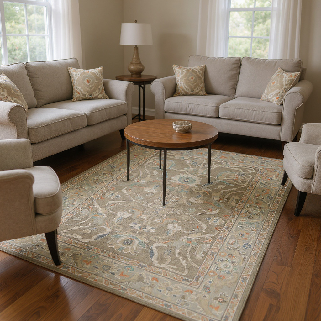 5.11 x 8.11 ft Hand Knotted Sultanabad Rug