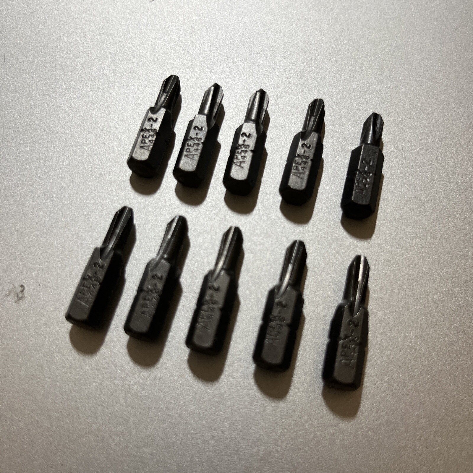 10 PIECE APEX # 446-2, PHILLIPS #2 HEX SHANK BIT, 1/4″ X 1″ ( NEW )
