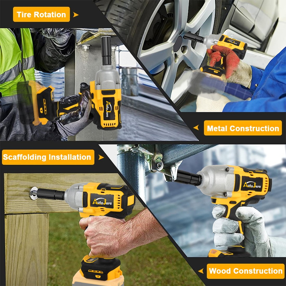 Cordless Impact Wrench For Dewalt 20V Battery, 1/2 Inch Brushless High Torque