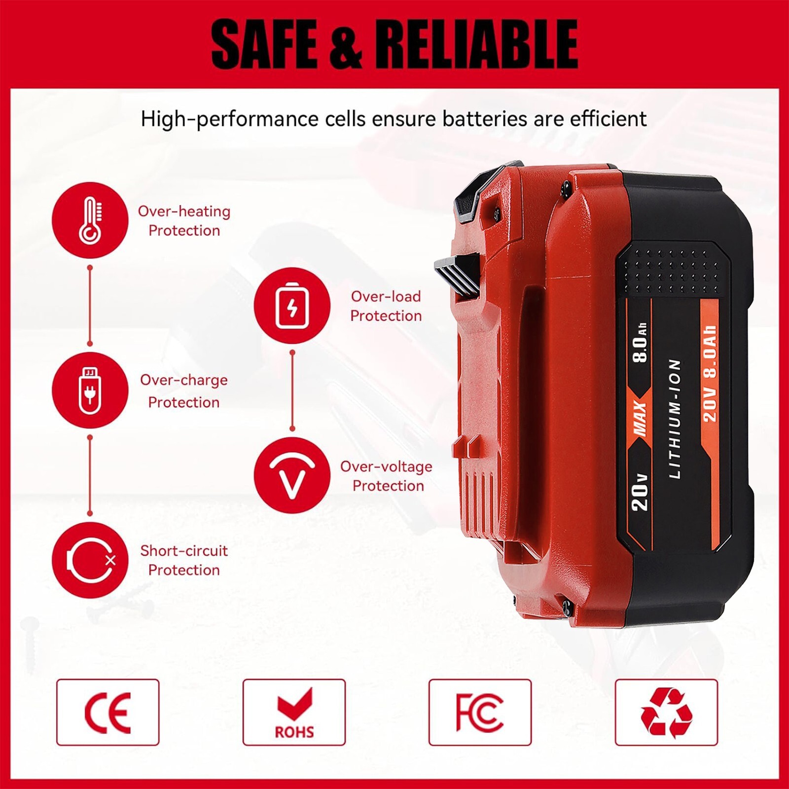 20V For Craftsman V20 20 Volt MAX 8.0Ah Li-ion Battery CMCB204 CMCB202 CMCB201