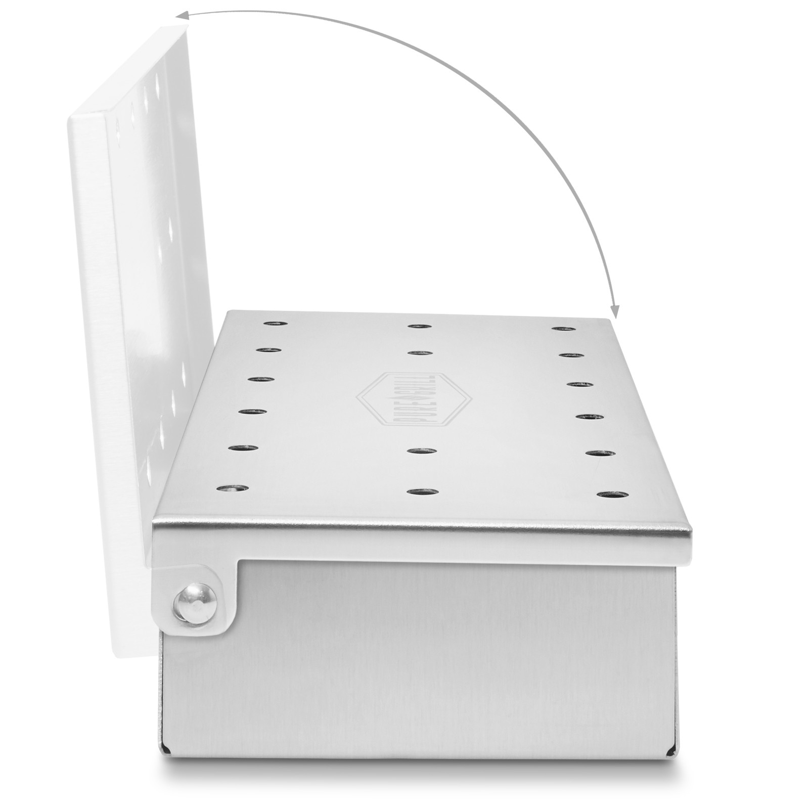 Stainless Steel BBQ Grill Smoker Box for Wood Chips, Hinged Lid, Smoking Meat