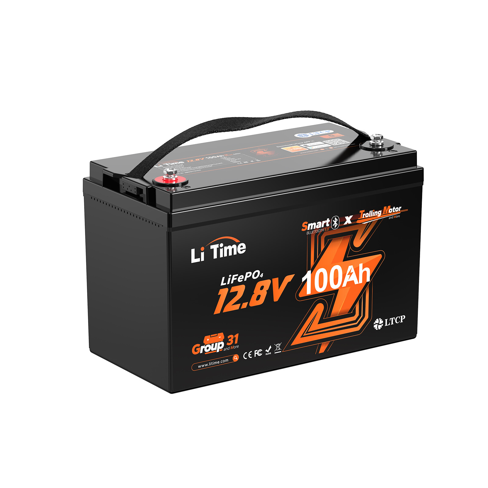 LiTime 12V 100Ah Group 31 Bluetooth Low-Temp LiFePO4 Lithium Battery For RV Boat