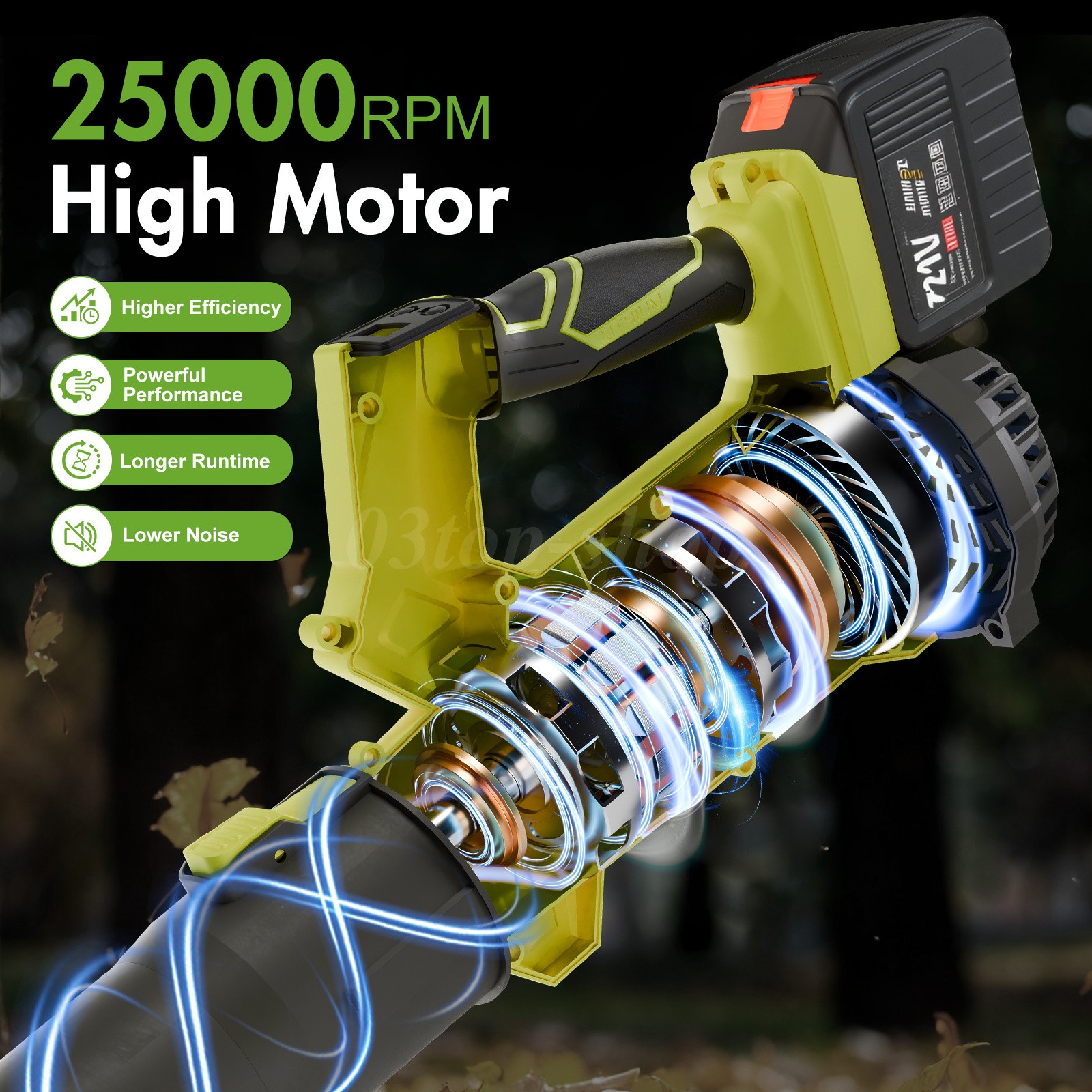 Leaf Blower Cordless 540 CFM Handheld Electric Leaf Blower with 2 Batteries 21V