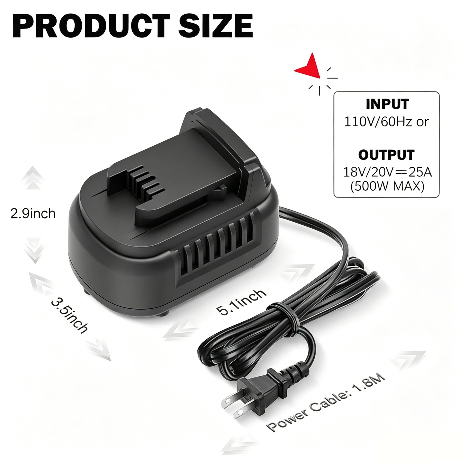 500W AC to DC Cord Plug Adapter Powered for Milwaukee for 18V Cordless Tools