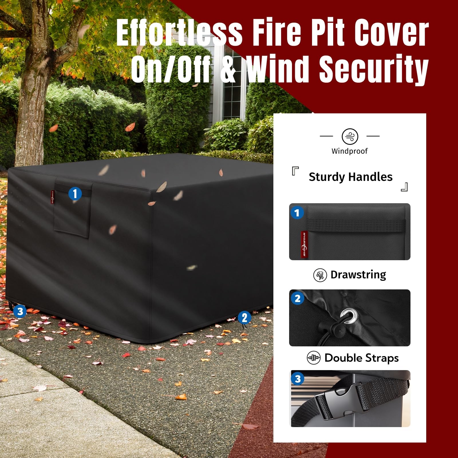 48″ Fire Pit Cover Rectangular Waterproof Heavy Duty Outdoor 48×28×24Inch 420D