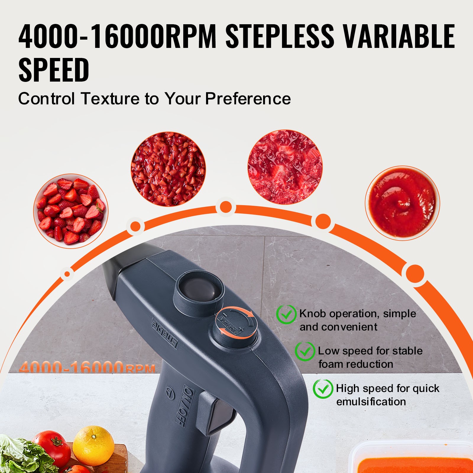 Commercial 350W/500W/750W Immersion Blender Heavy Duty Hand Mixer Variable Speed