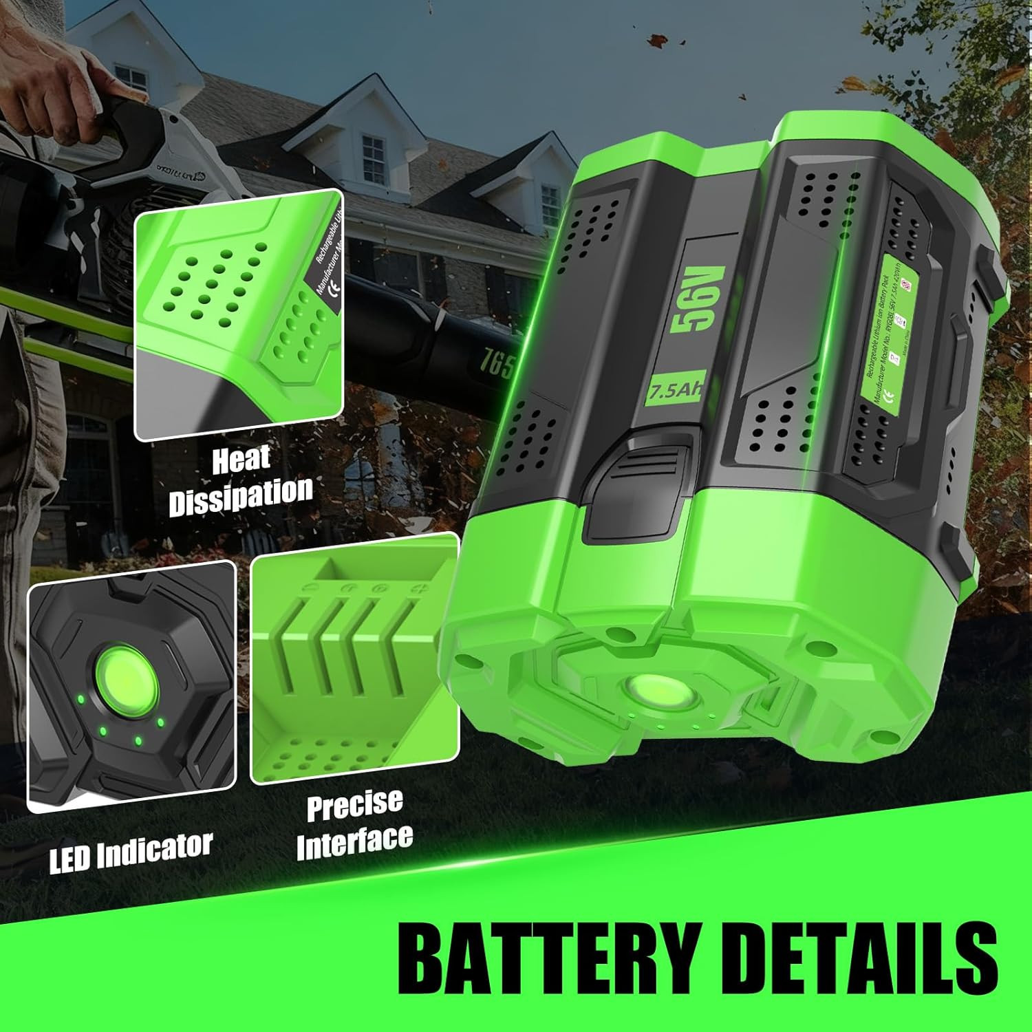 7500Mah 56V Lithium Ion Battery for EGO BA1400T BA2800T BA4200T BA5600T