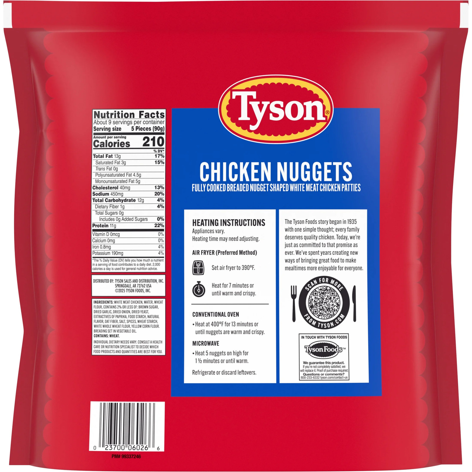 Tyson White Meat Chicken Nuggets, 29 Oz (Frozen, Fully Cooked)