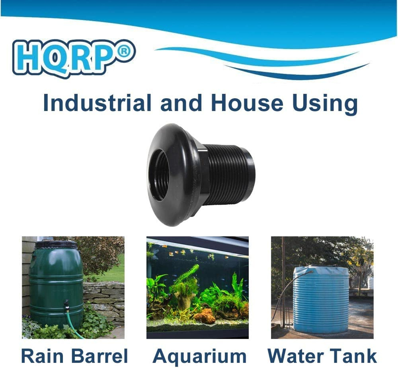 2-Pack HQRP 1″ ABS Plastic Bulkhead Fitting Double Threaded Water Tank Connector