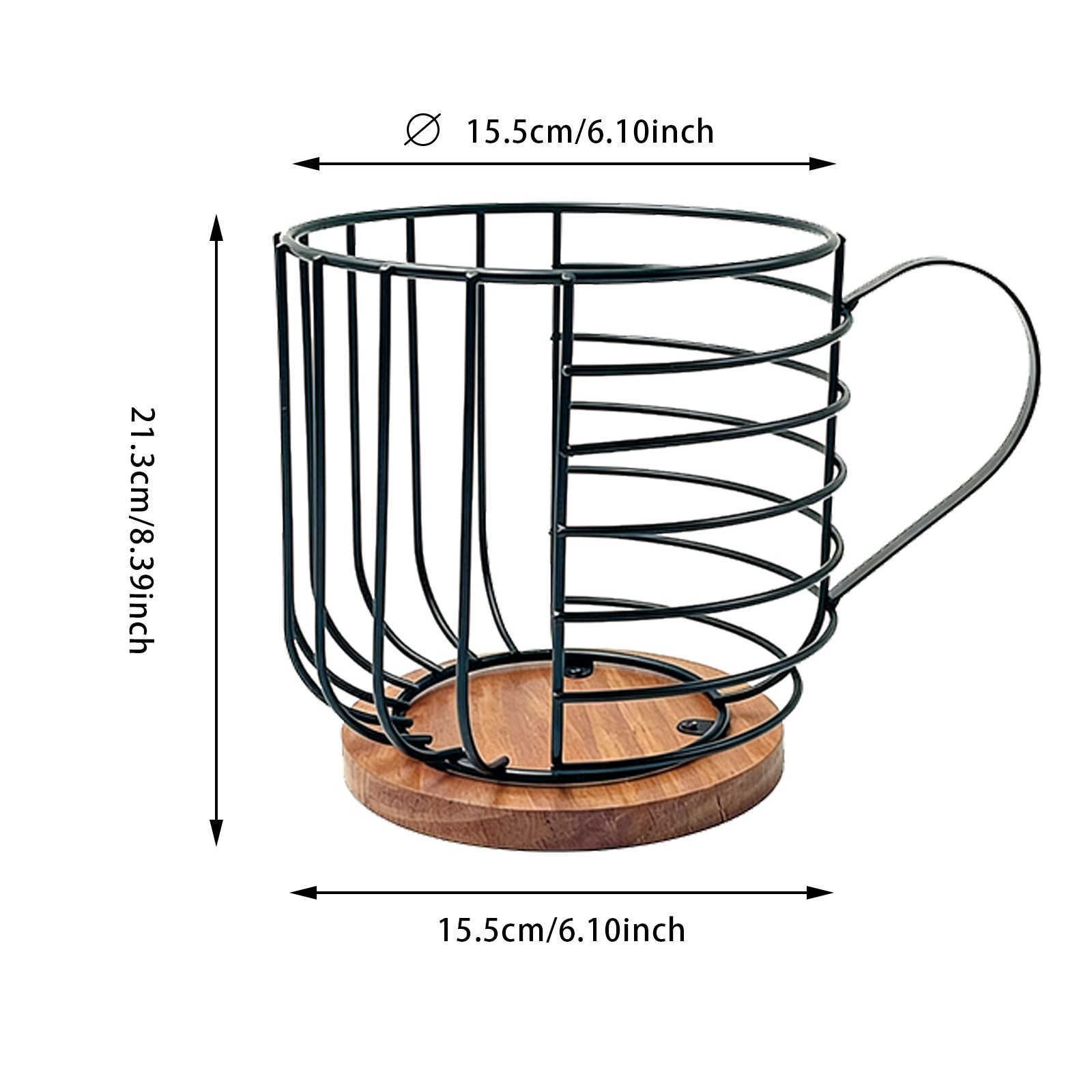 Metal Wire Design Coffee Capsule Holder With Wooden Base 8.39*6.1*6.1in
