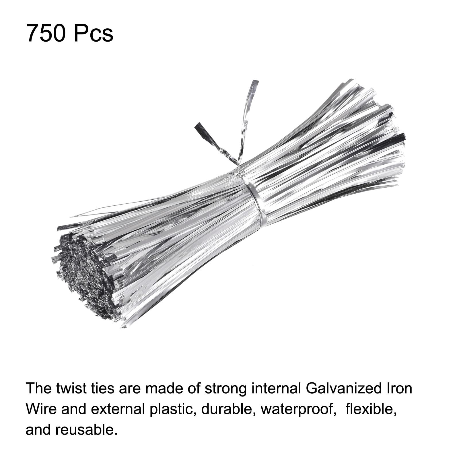 Metallic Foil Twist Ties 7″ for Bread, Candy, Gift Bags & Crafts 750 Pack