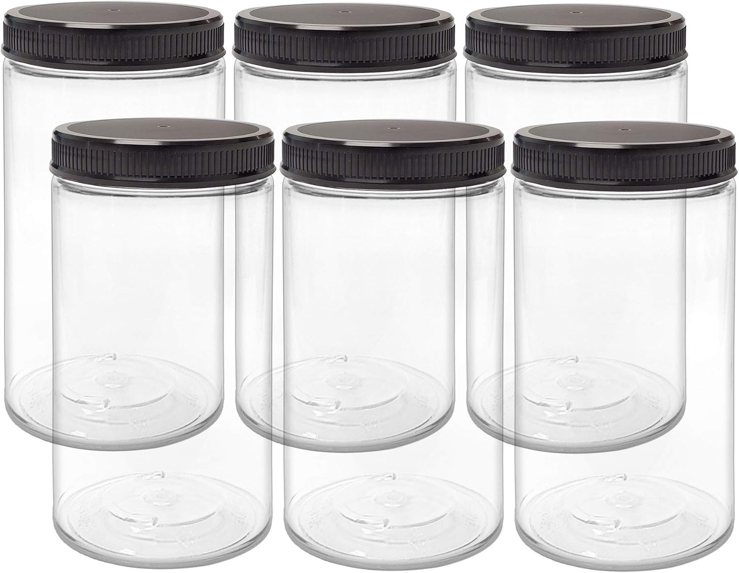32 oz Clear Plastic Jars with Lids, Storage Containers, Wide Mouth PET Mason Jar