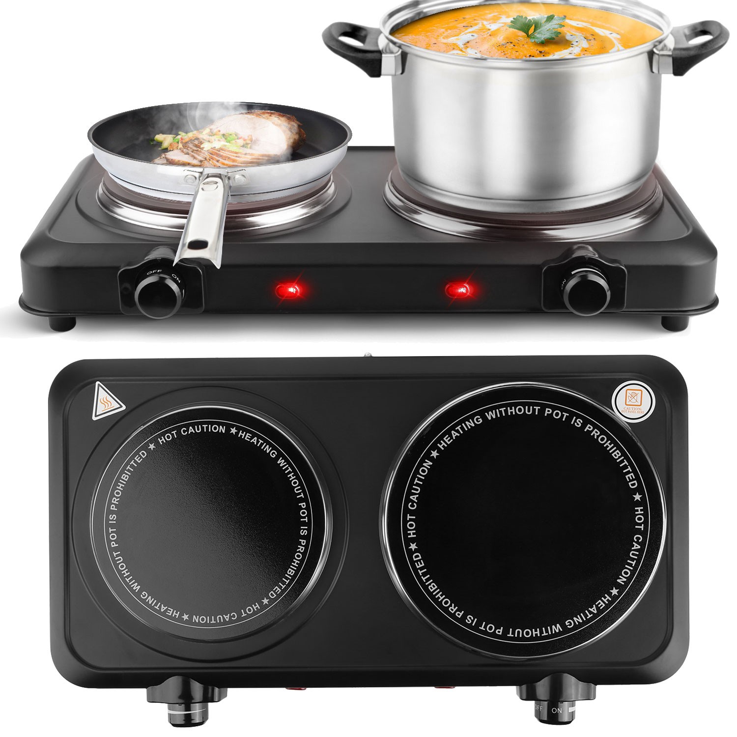 2000W Electric Infrared Dual Burner Heating Hot Plate Stove Portable Hot Stove