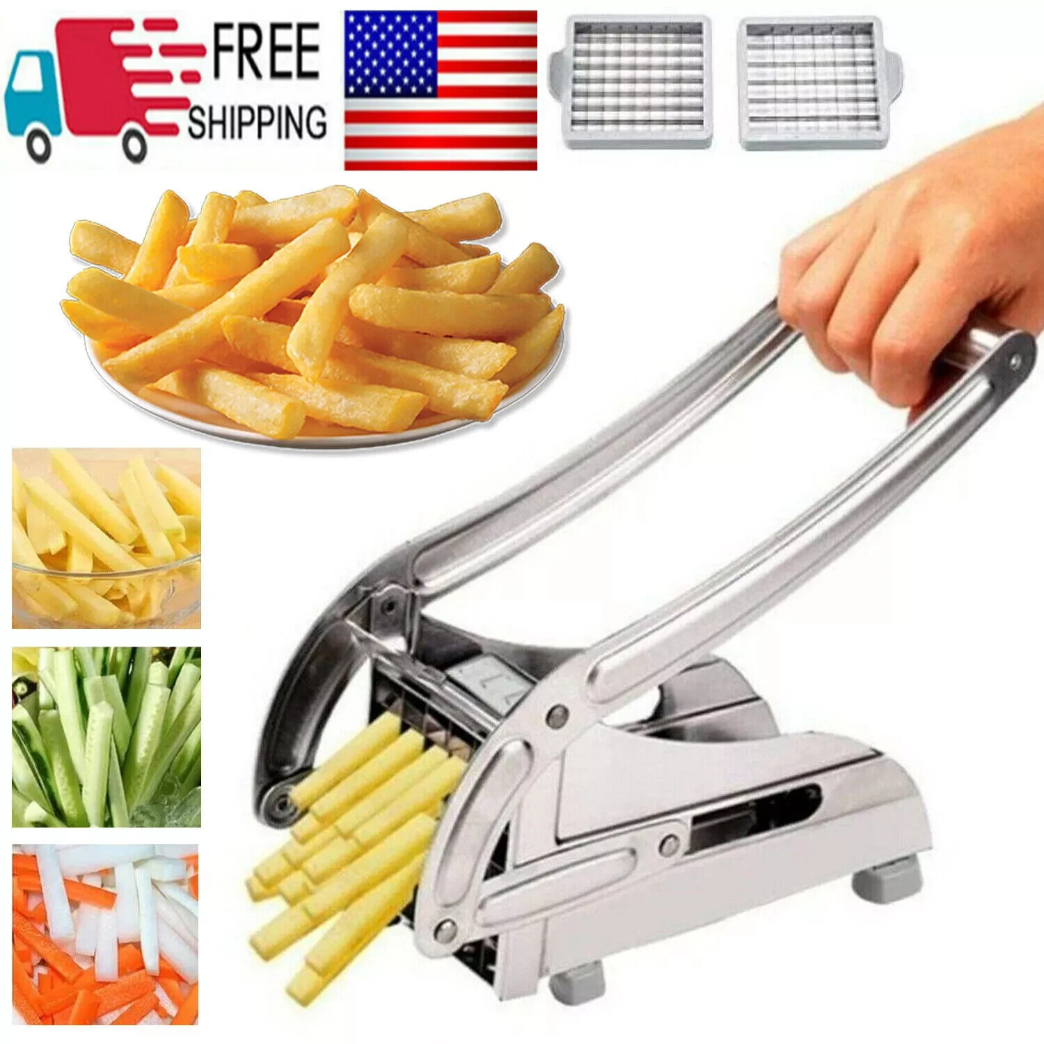 French Fry Stainless Steel Cutter with Suction Feet for Potatoes Heavy Duty