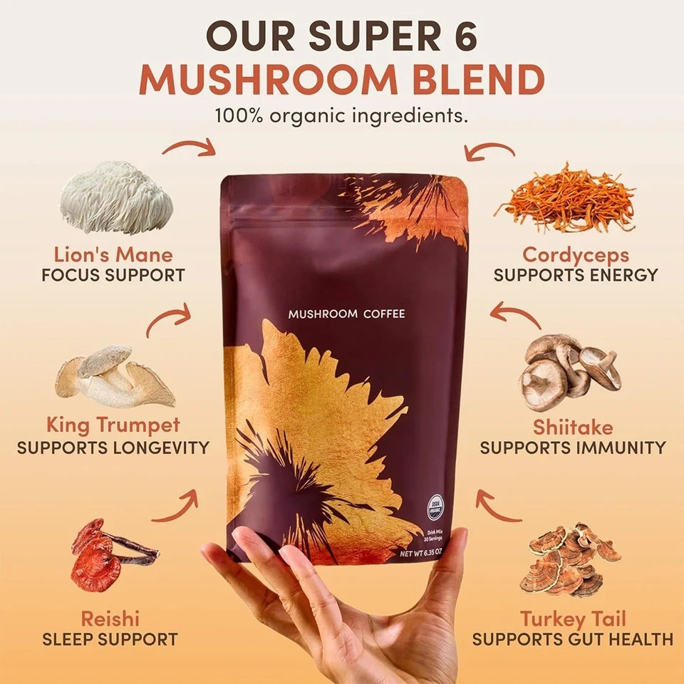 Ryze Mushroom Coffee – 3-Pack (90 Servings) – Instant, Free Shipping