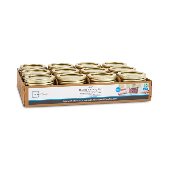 Mainstays 4 oz Mason Jars Lids and Rings 12-Pack Mini Glass Jars