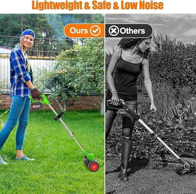 24V Cordless Weed Eater Electric Brush Cutter Lawn Edger Grass String Trimmer