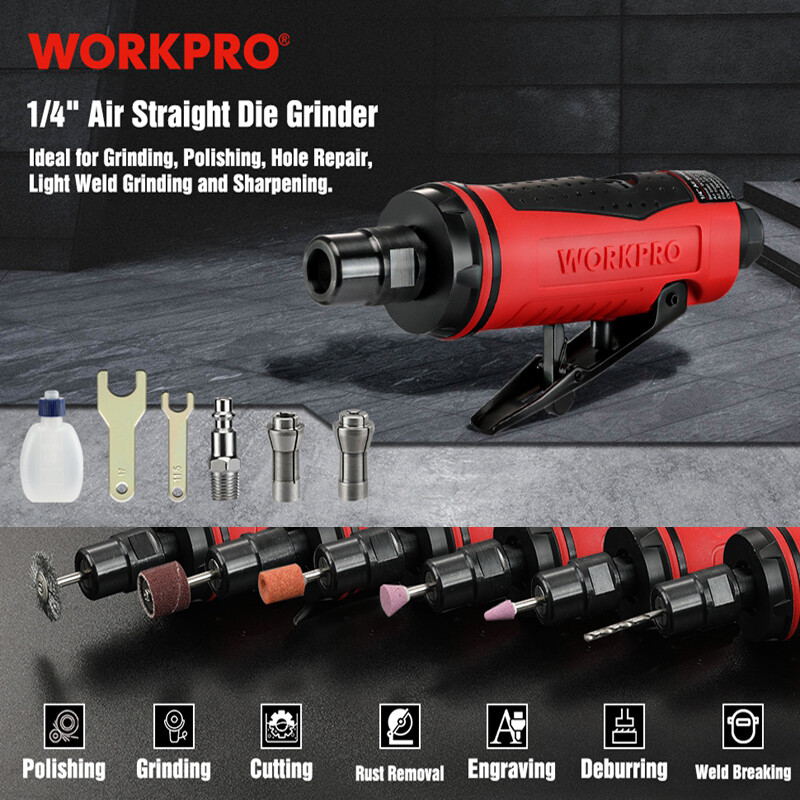 WORKPRO 1/4″ Air Die Grinder Pneumatic Straight Die Grinder Air-Powered 25000RPM