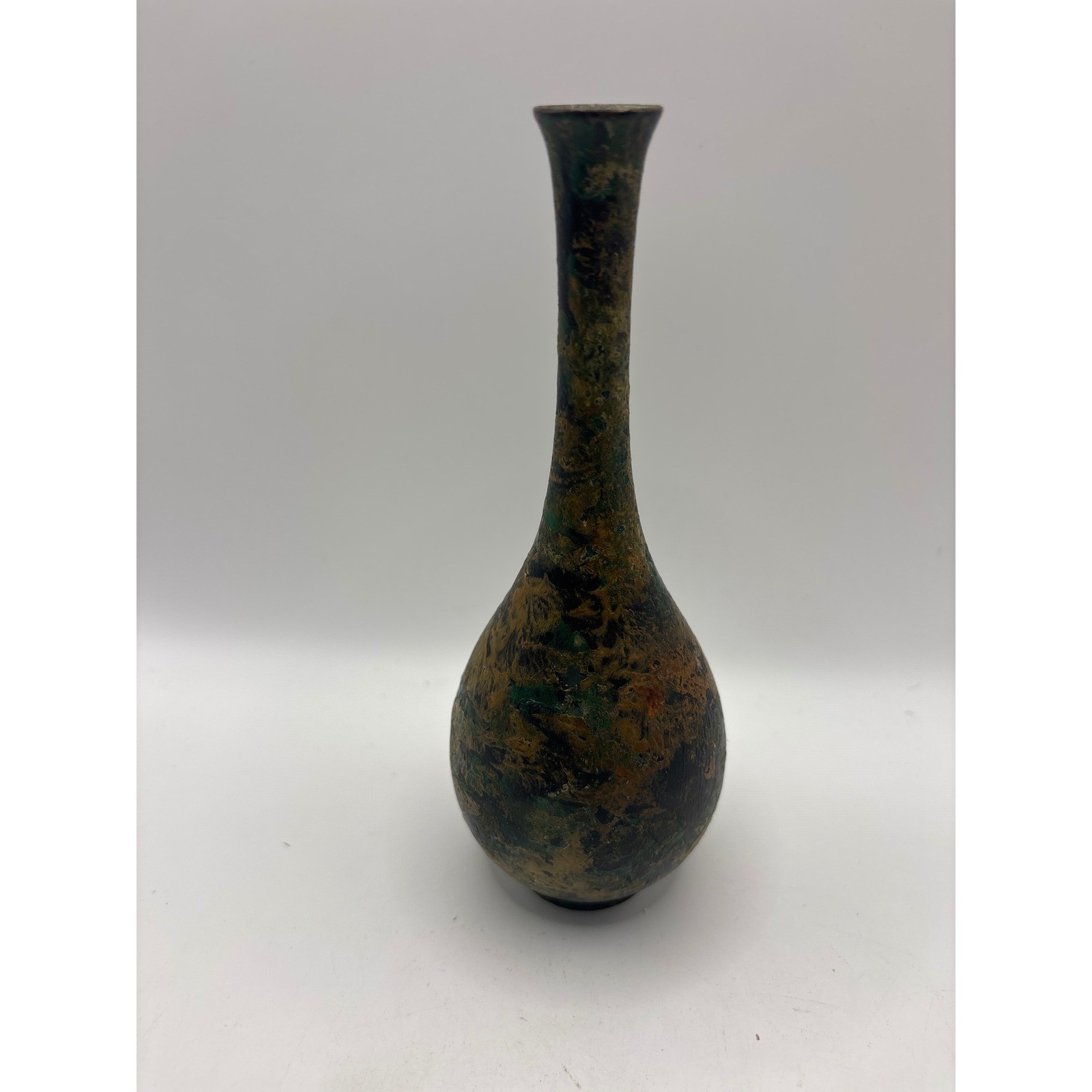VTG Bronze Bud Vase Slender Neck Metal Decorative Vessel 7.25 Inch