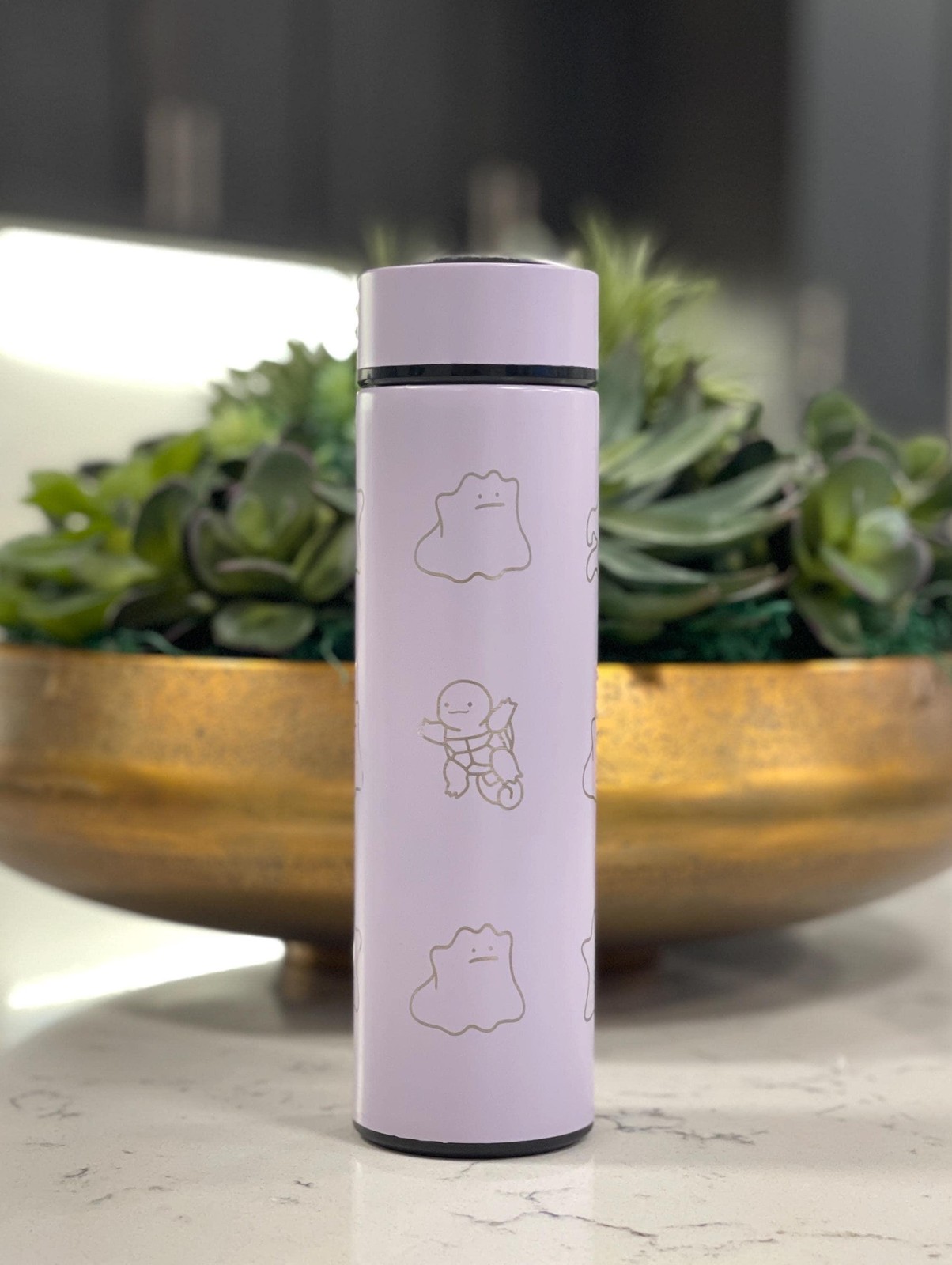 Ditto Coffee Tumbler Shiny Ditto Engraved Tea Infuser Waterbottle with Fake
