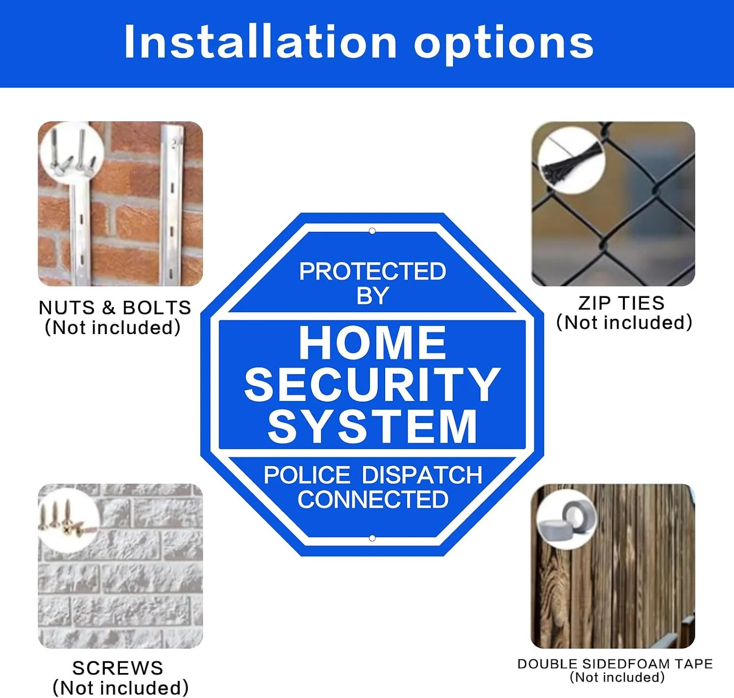 2Pack 10” X 10” Reflective Aluminum Home Security Sign, Weatherproof Yard Warn