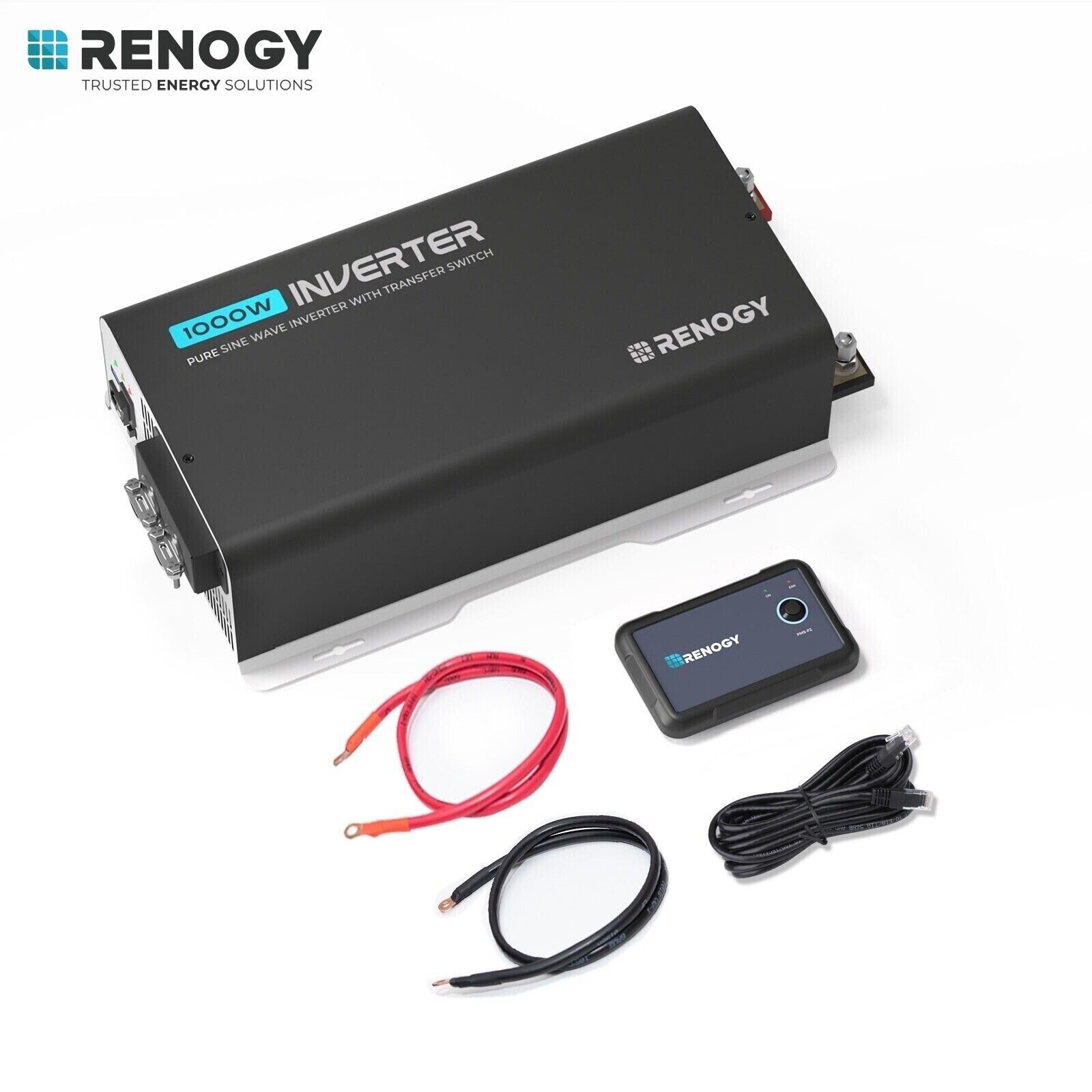 Renogy 1000W 12V Pure Sine Wave Inverter with UPS Transfer Switch and Built-in B