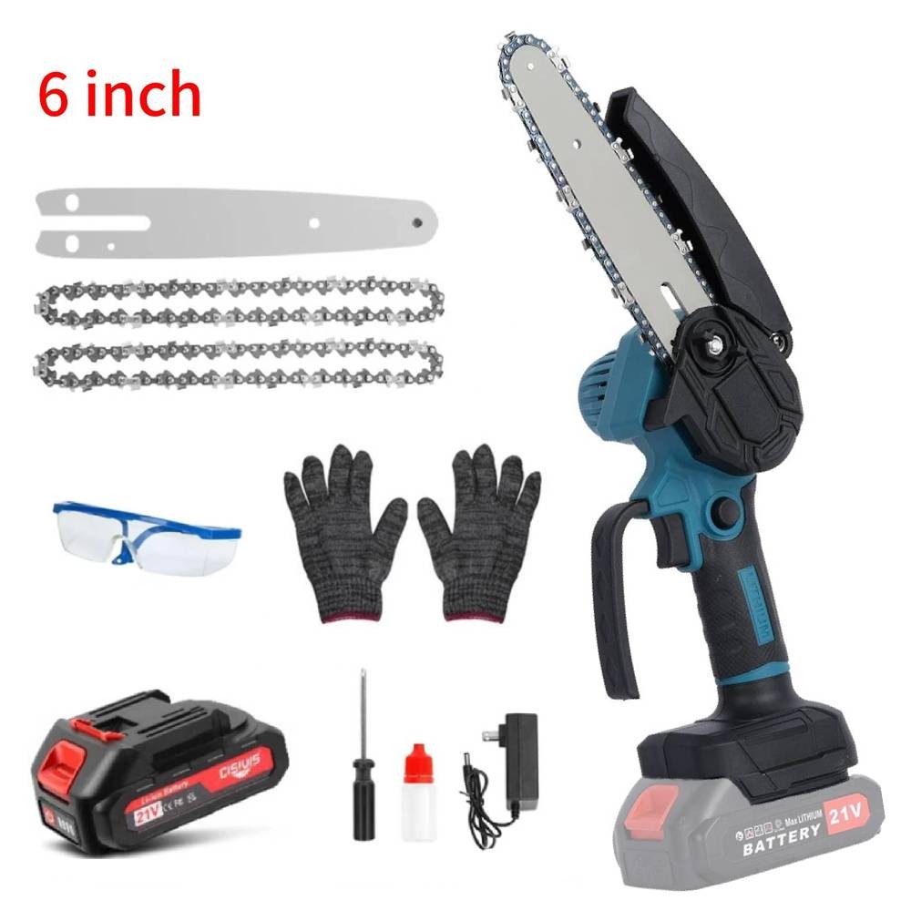 4″ 6″ Mini Electric Chain Saws Cordless Handheld Portable Chainsaw 2x Battery