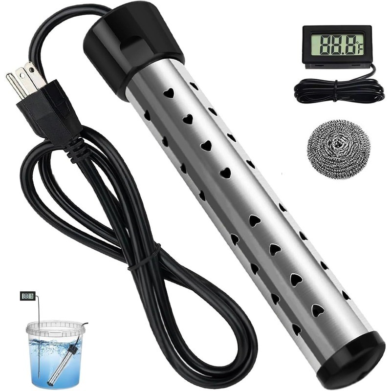 2000W 110V Water Heater Portable Electric Immersion Element Bucket Boiler Travel
