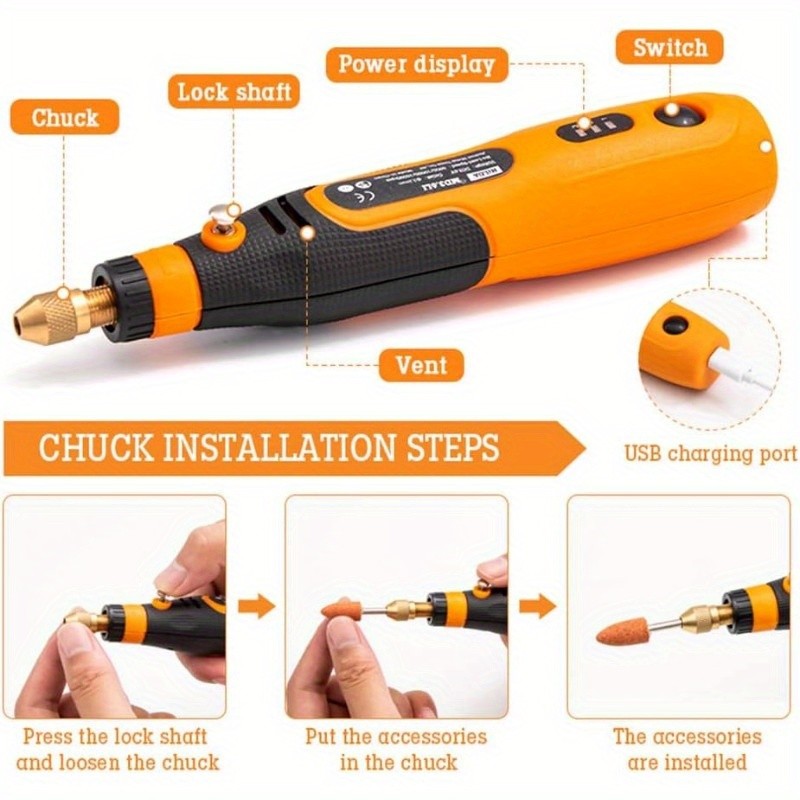 48pcs 3.6V Mini Cordless Rotary Tool Kit 3 Variable Speeds w/46pcs Accessories