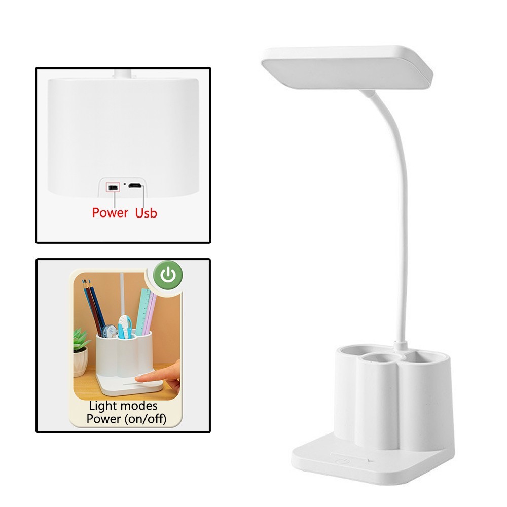 LED Desk Lamp Eye-Caring Reading Table Light Adjustable Neck Lamp w/ Clamp USB