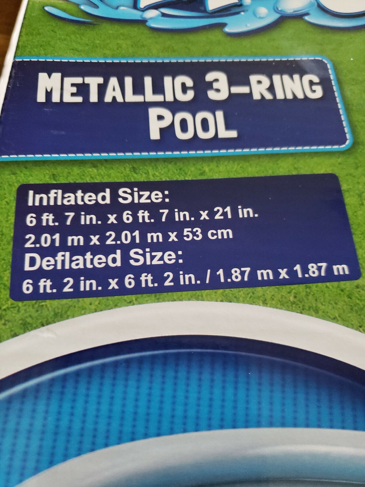 H2OGO Metallic 3-Ring Inflatable Kiddie Swimming Pool, 79″ Diameter 21″ Height