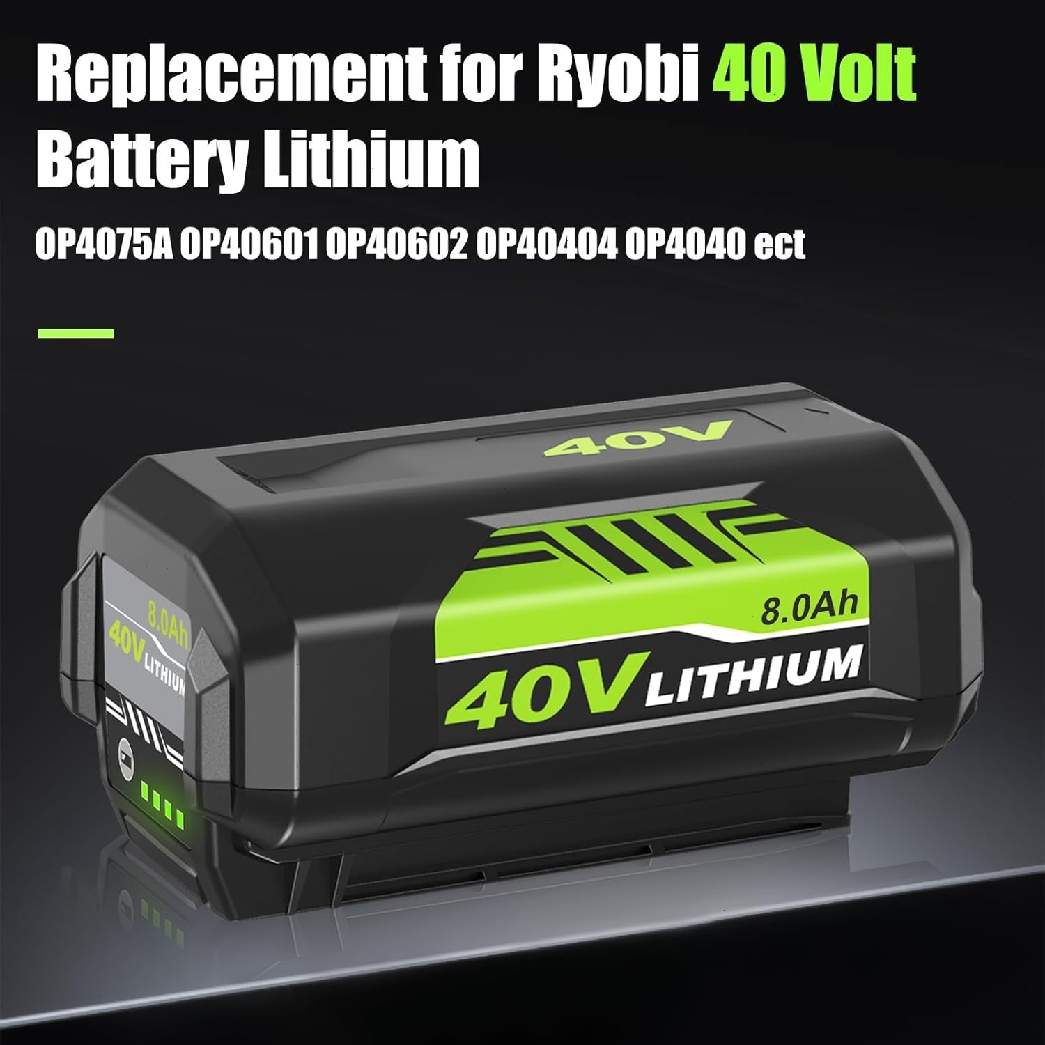 8.0Ah Battery 40 Volt for Ryobi 40V Lithium OP40602 Battery with LED / Charger