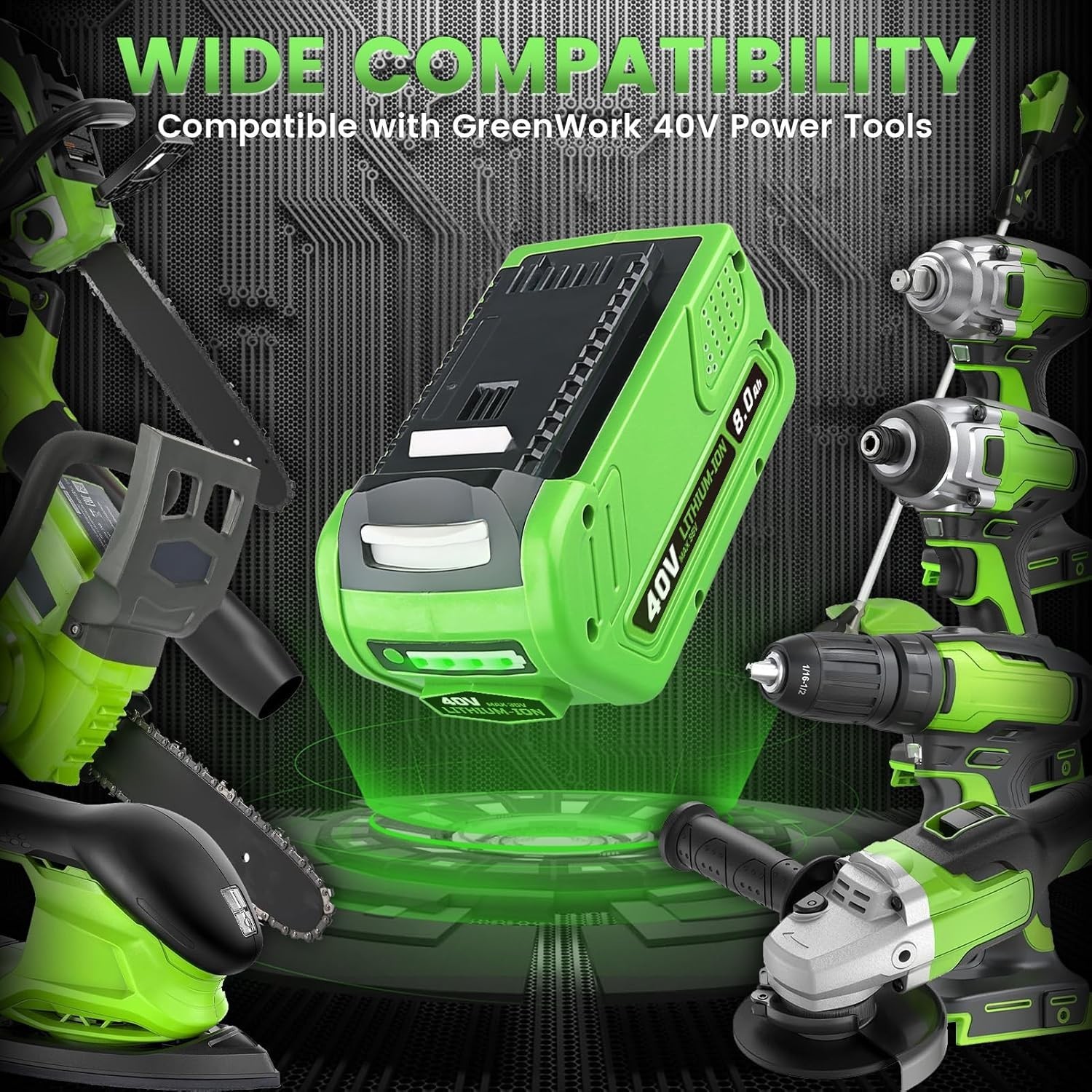 40V 8.0Ah Lithium Battery For Greenworks G-MAX 40 Volt 29472 29462 29252 20202
