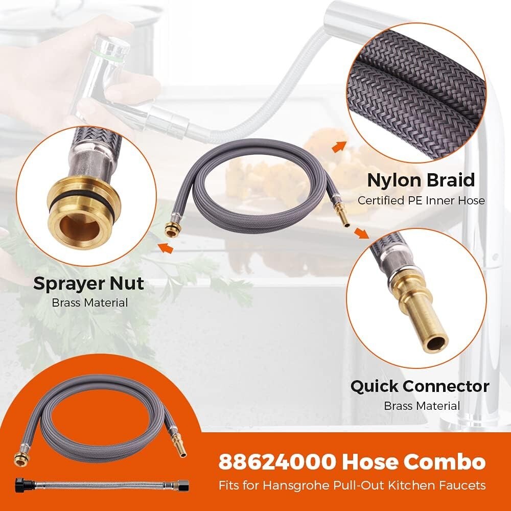 Durable Nylon 59-Inch Hose Combo for Hansgrohe Faucets – Money-Back Guarantee