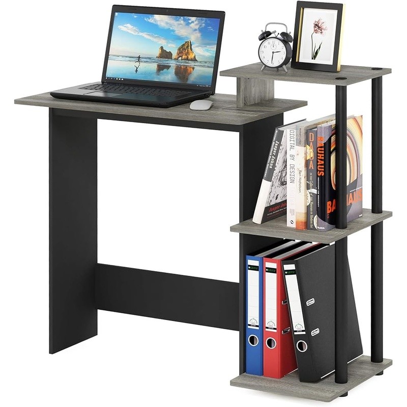 Compact Computer Desk W/ 3 Open Shelves Home Office Study Gaming Setup New
