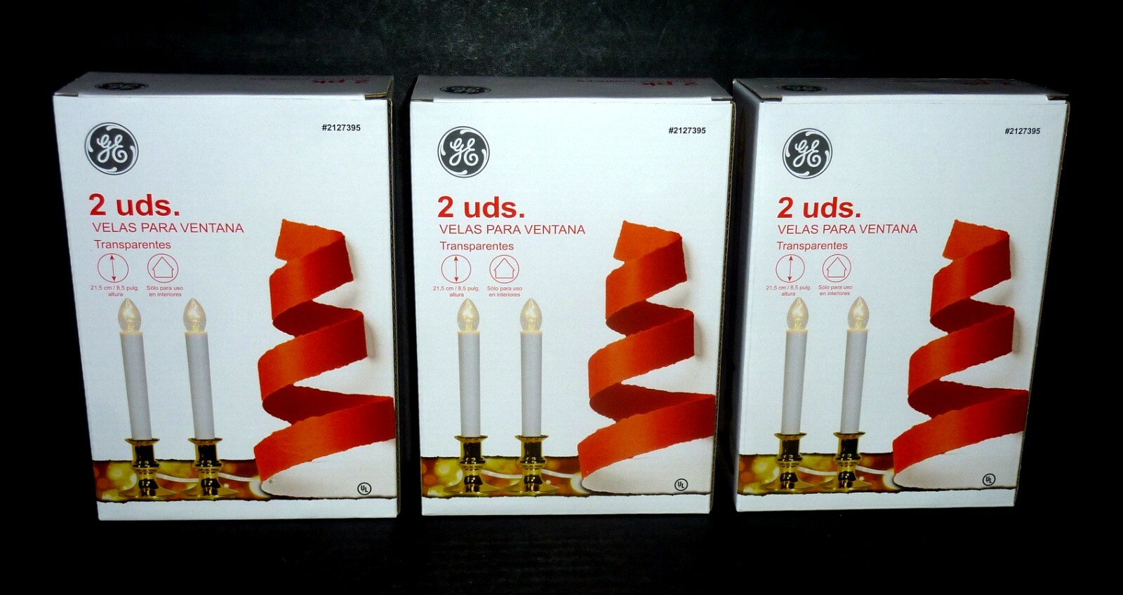GE 2 pack Window Candles, Electric, Clear 8.5 in/21.5 cm New in Box! (3 boxes)
