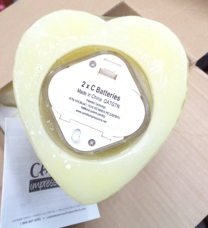 CANDLE IMPRESSIONS Set/3 Battery Operated Vanilla Candles HEART SQUARE OCTAGON