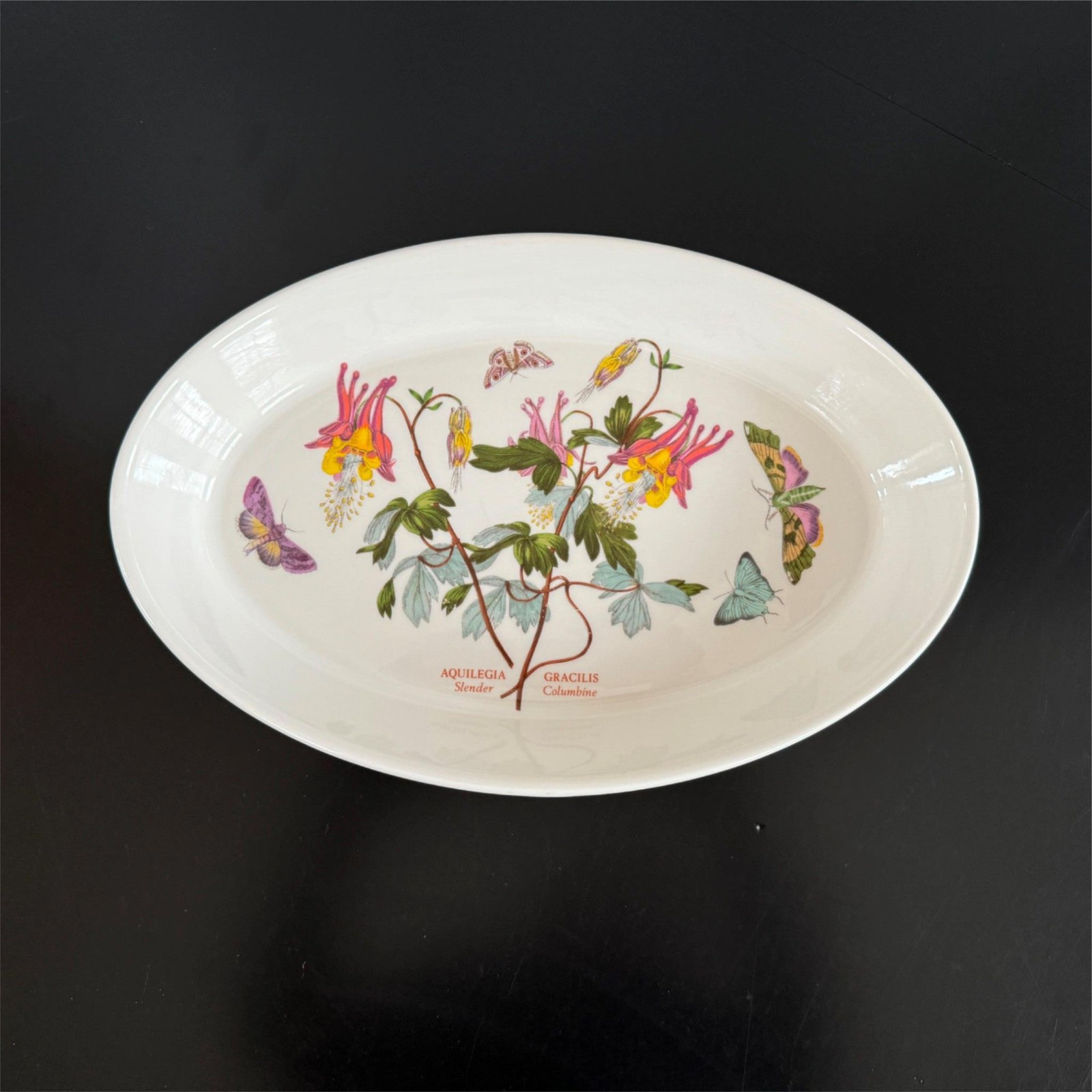 Portmeirion Oval Botanic Garden Slender Columbine 11″ Baking Serving Dish UNUSED