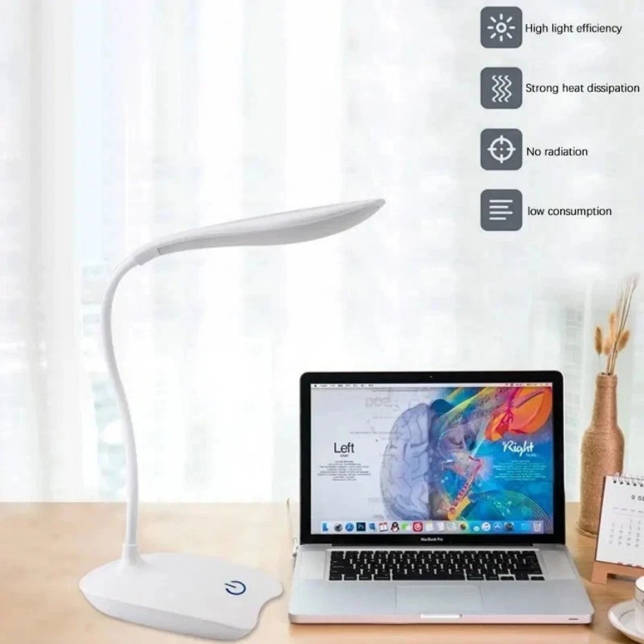 USB LED Desk Light Dimmable Bedside Reading Lamp Rechargeable Touch Control -&=#