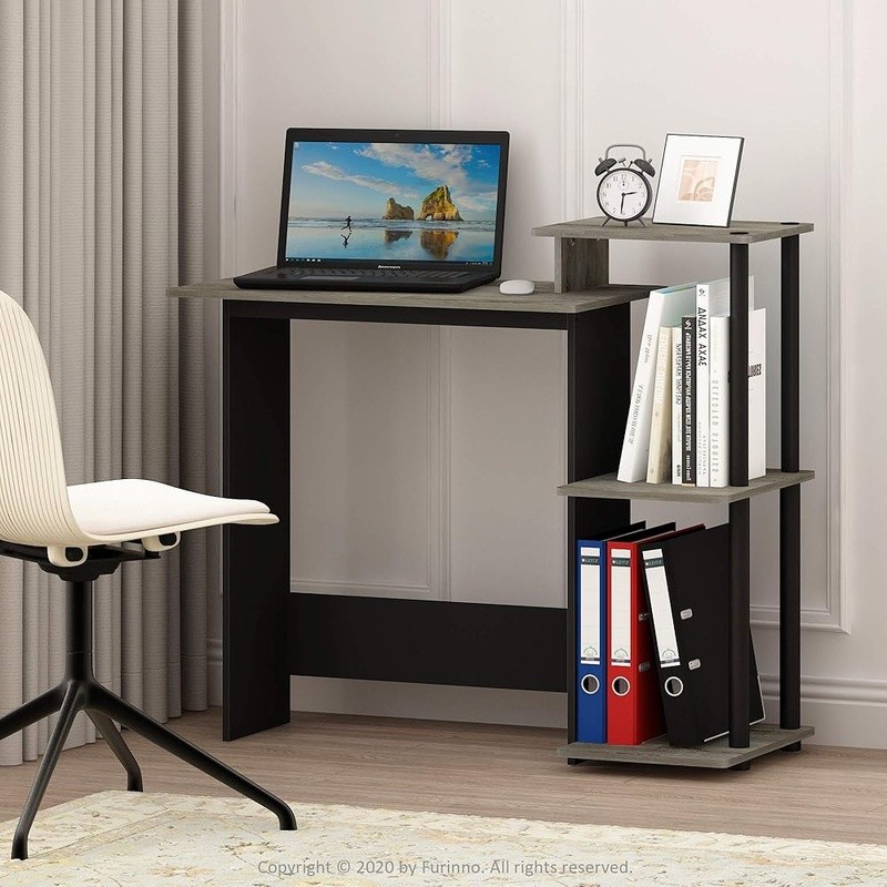 Compact Computer Desk W/ 3 Open Shelves Home Office Study Gaming Setup New