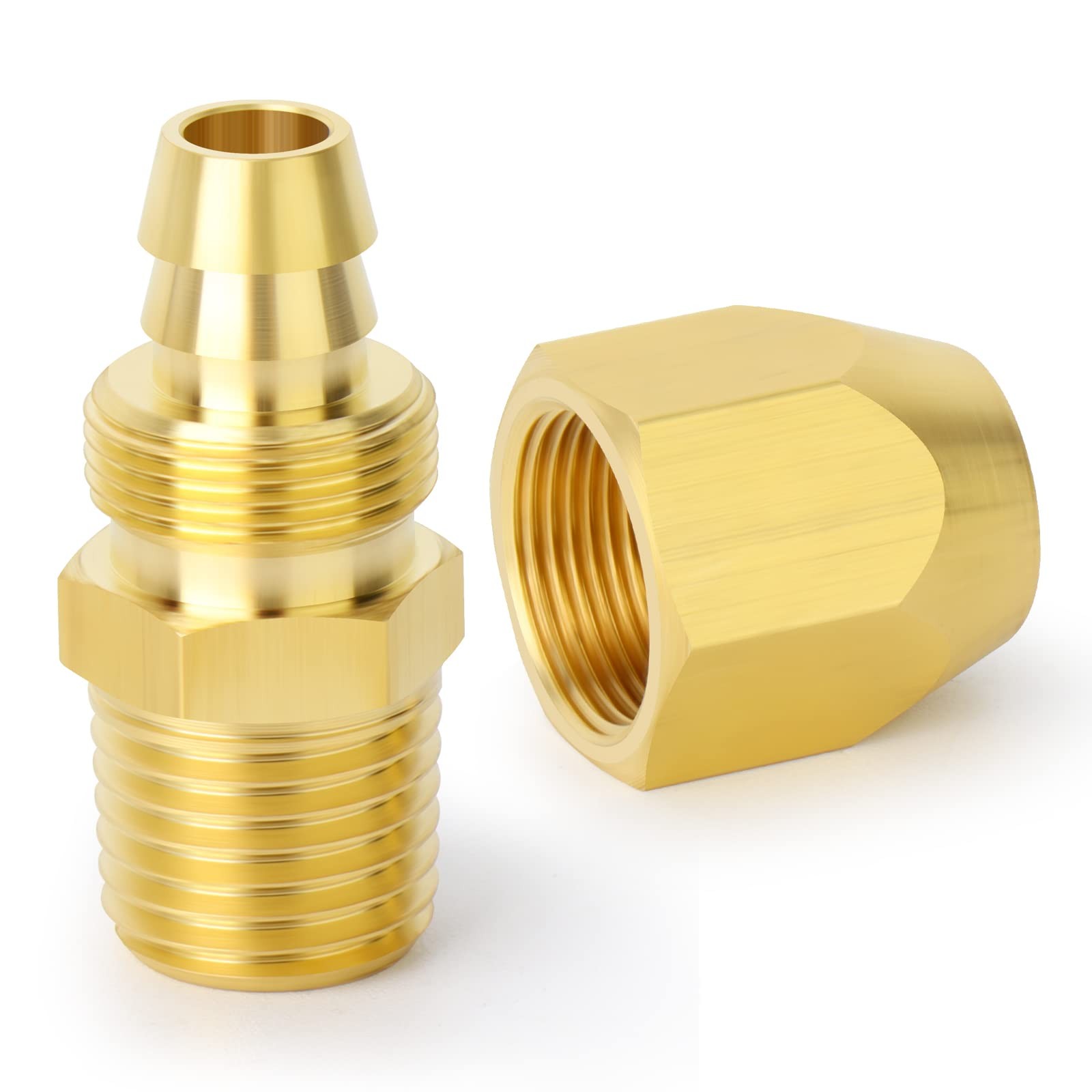 10PCS Brass Pneumatic Replacement Fitting, Reusable Hose End Repair Fitting 3/8″
