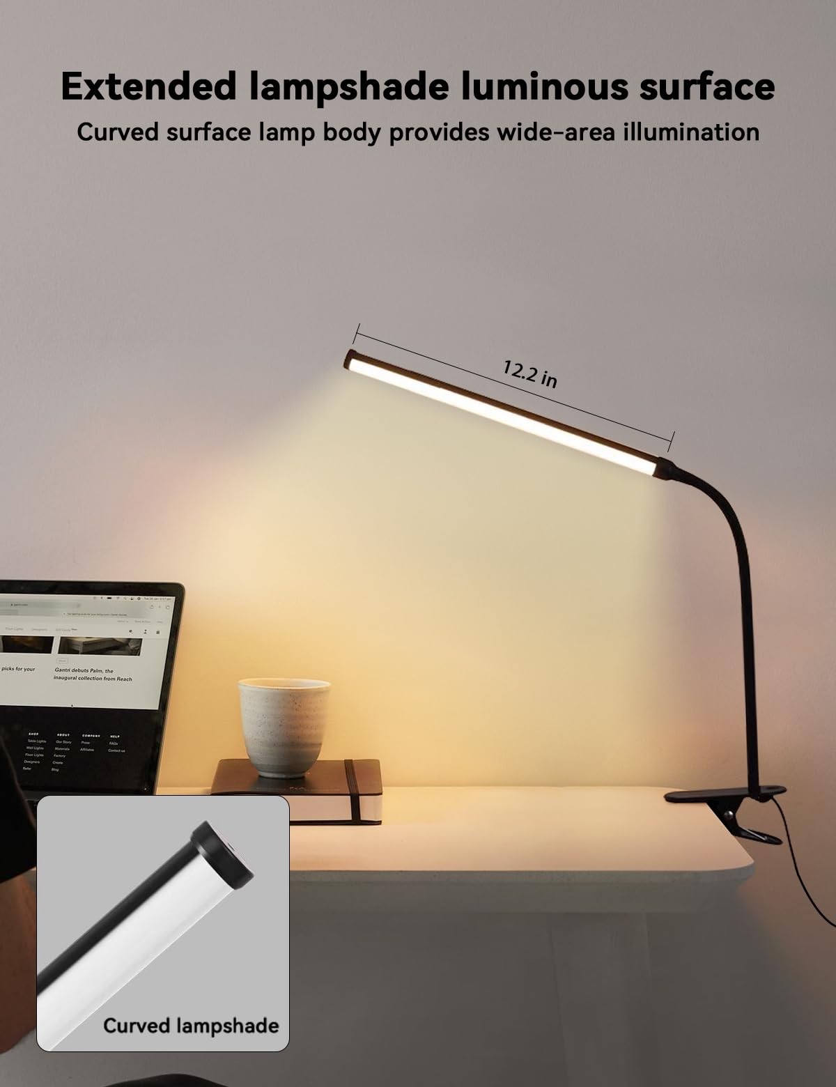 2 Pack Desk Lamp with Clamp,Eye-Friendly Clip on Lights for Home Office Study…
